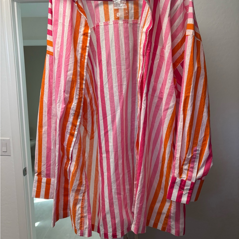 Beach Riot Alexa Pink and Orange Striped Shirt